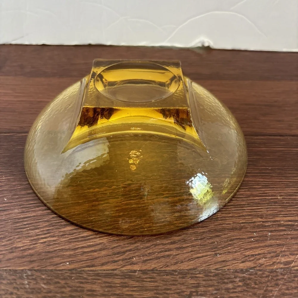 Vintage‎ Hazel Atlas Glass Capri Colony Amber Glass Salad Bowl Square Bottom MCM
